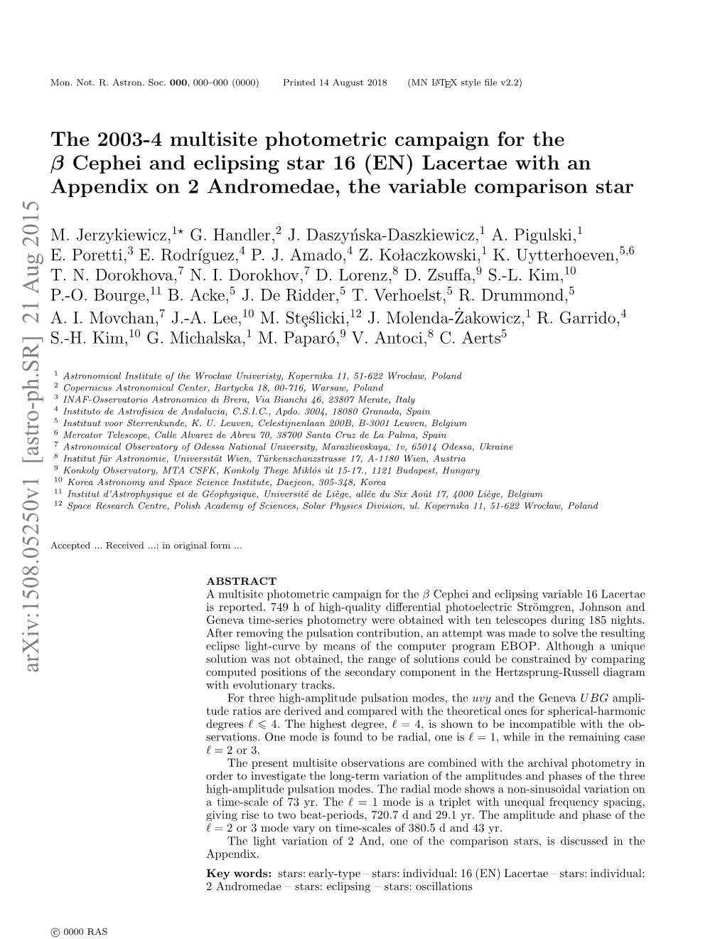 The 2003-4 Multisite Photometric Campaign for the Beta Cephei And