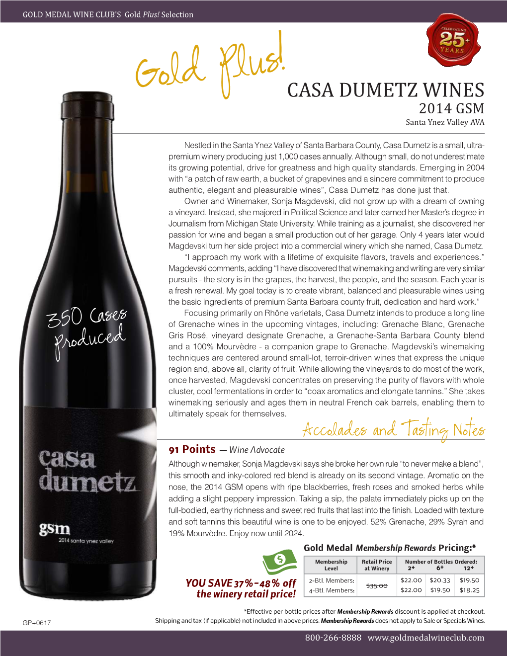 Gold PLUS! Casa Dumetz Wines May 2017 2014 GSM Download