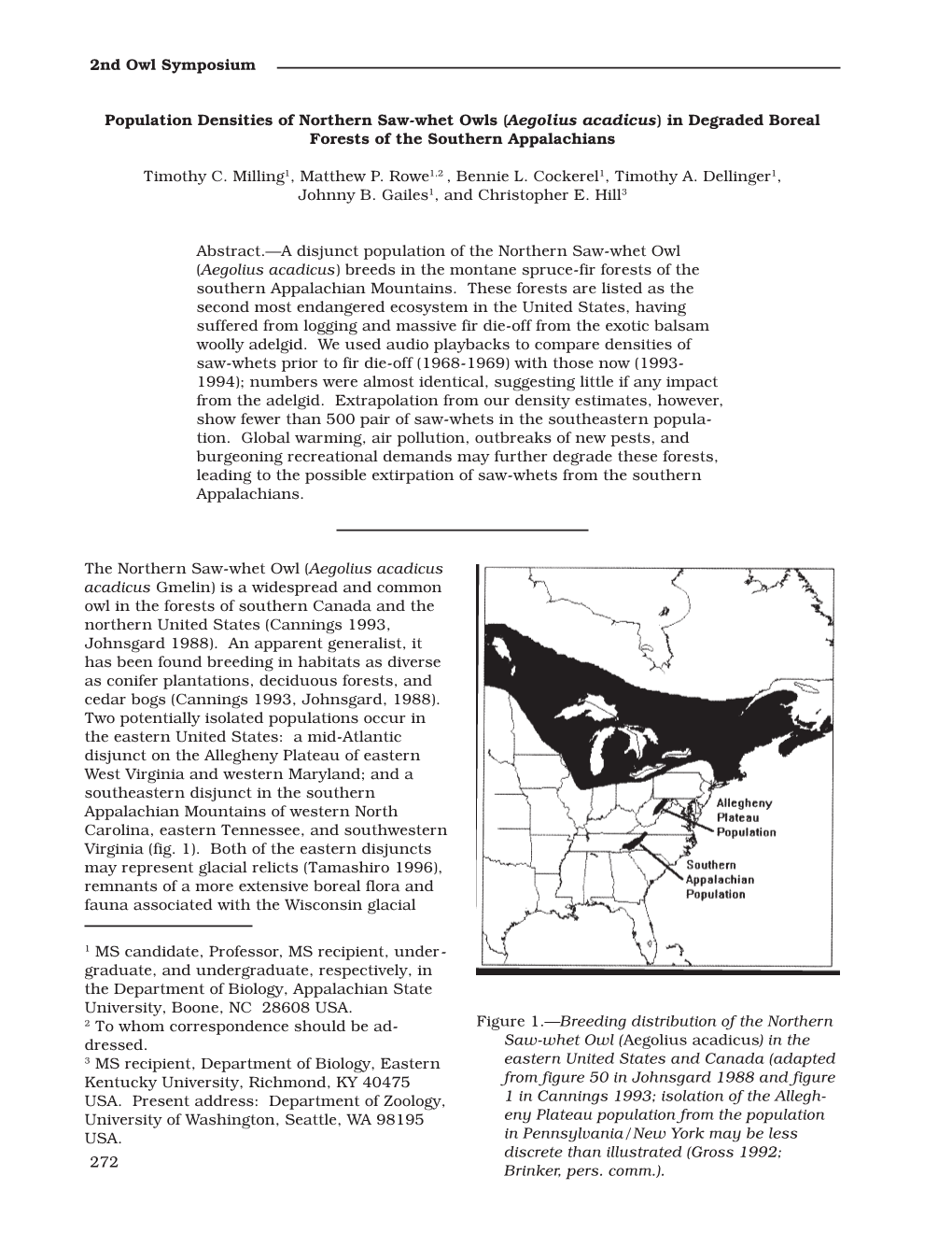 2Nd Owl Symposium Population Densities of Northern Saw-Whet