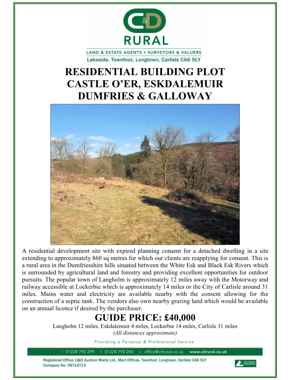 Residential Building Plot Castle O'er, Eskdalemuir