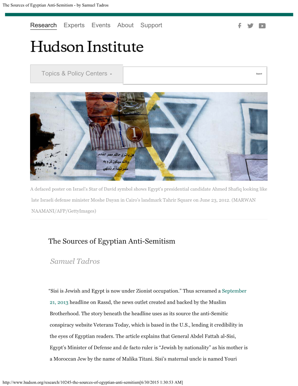 The Sources of Egyptian Anti-Semitism - by Samuel Tadros