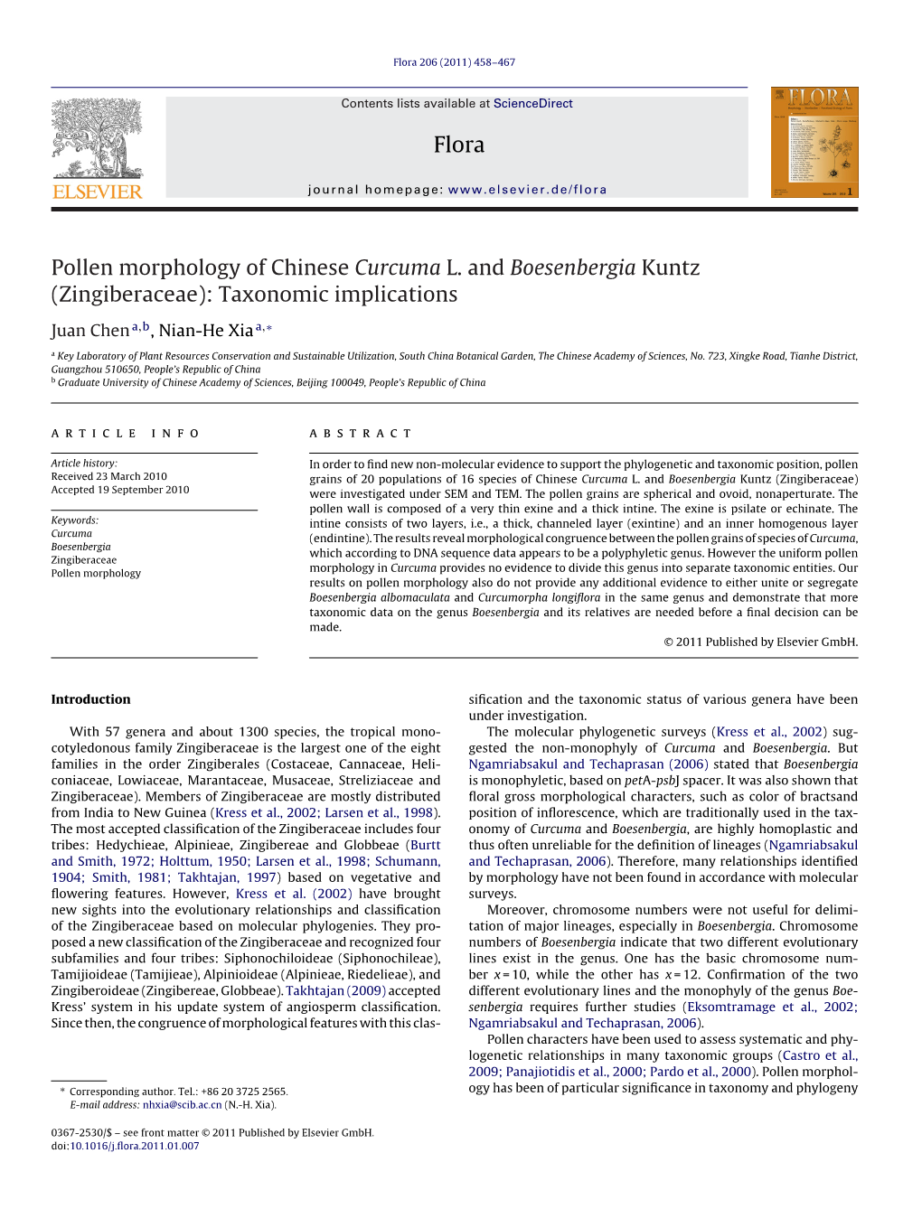 Pollen Morphology of Chinese Curcuma L. and Boesenbergia Kuntz (Zingiberaceae): Taxonomic Implications