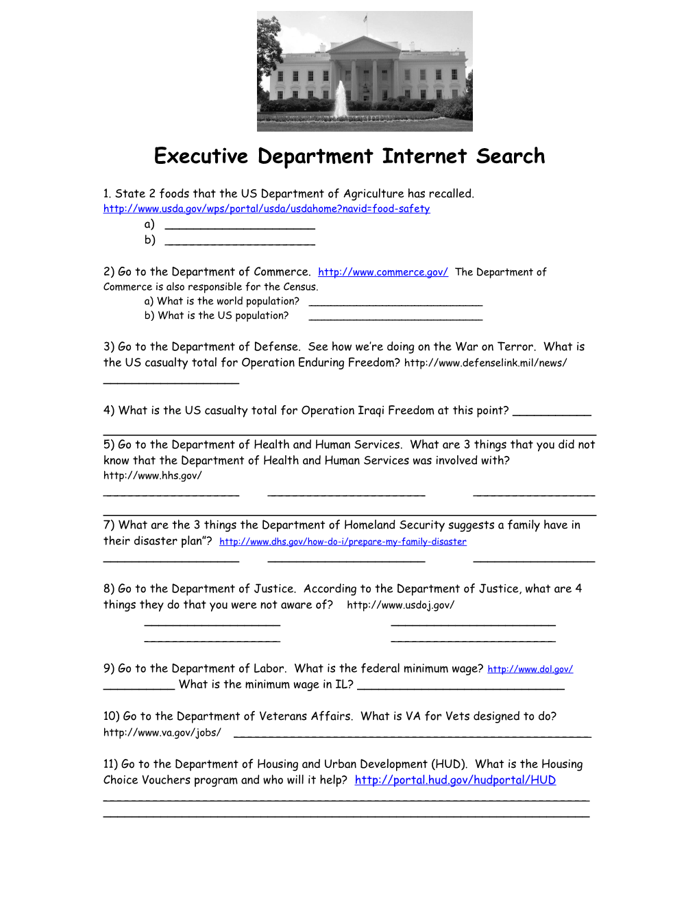 Executive Department Internet Search