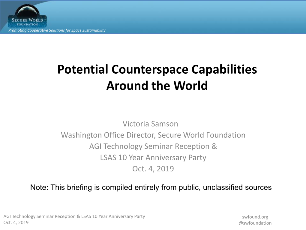 Potential Counterspace Capabilities Around the World