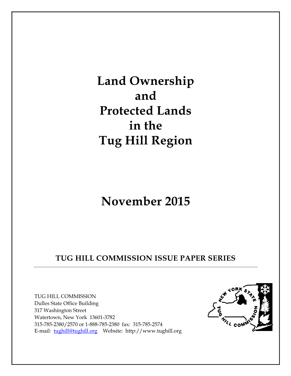 Land Ownership and Protected Lands in the Tug Hill Region November