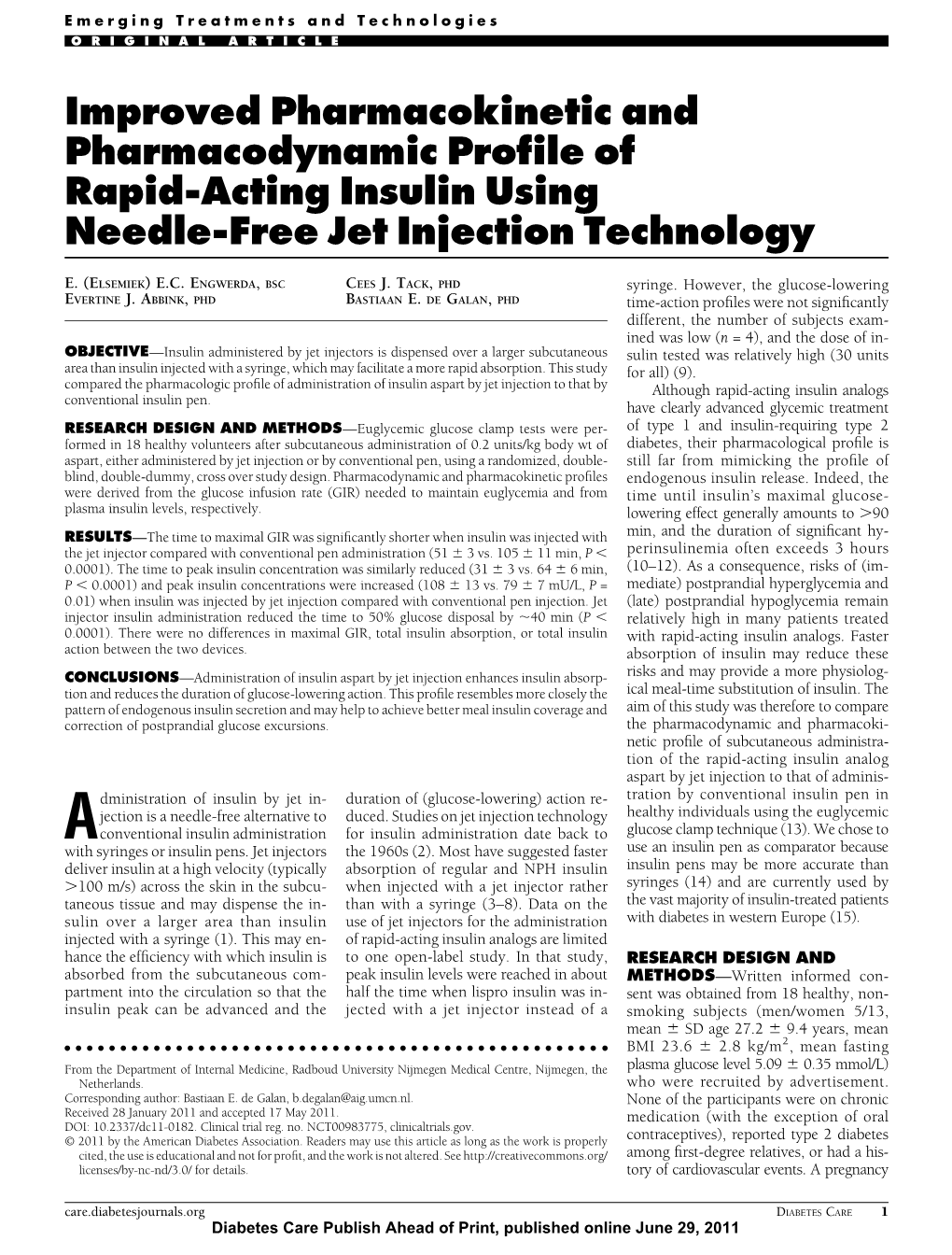 Improved Pharmacokinetic and Pharmacodynamic Profile of Rapid