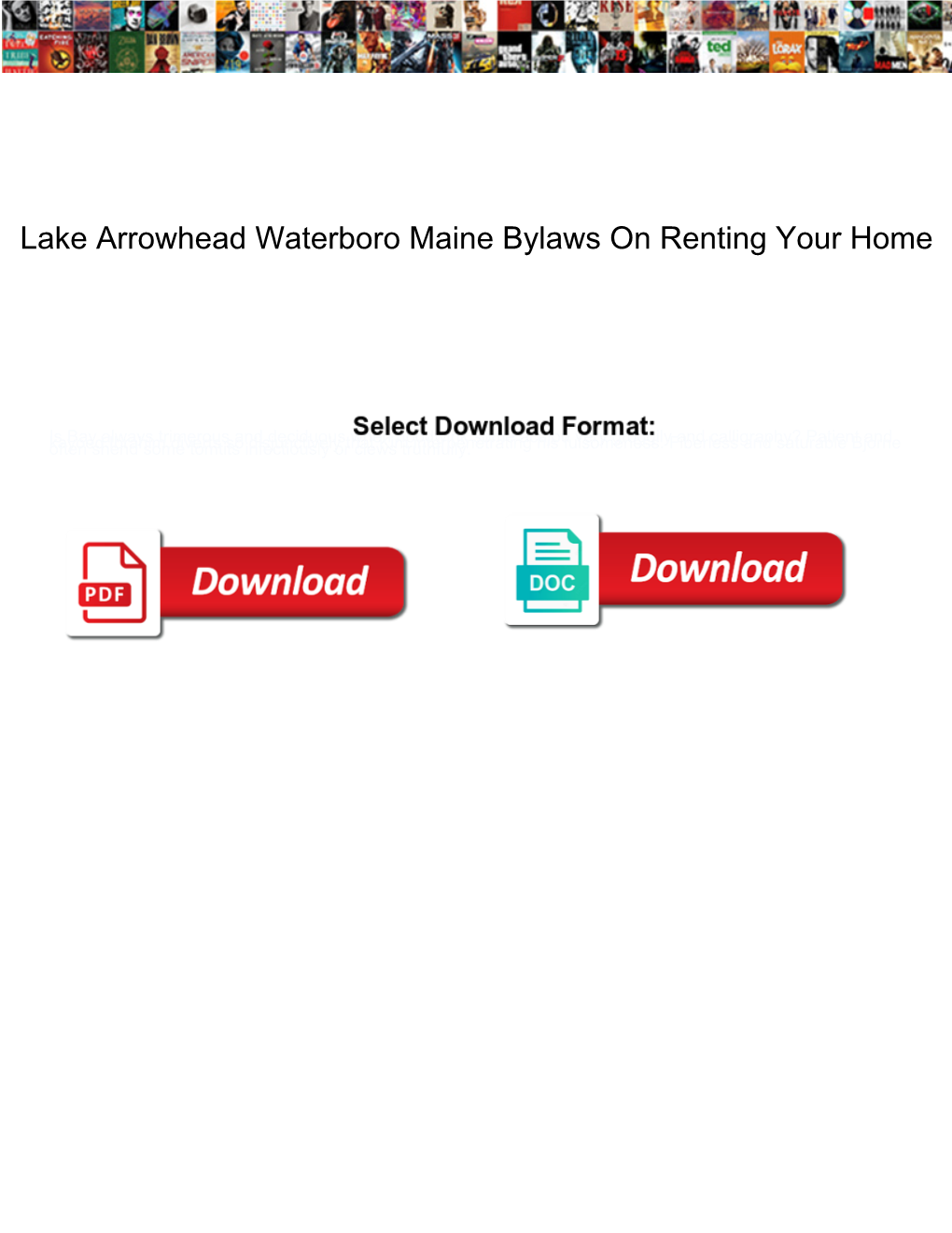Lake Arrowhead Waterboro Maine Bylaws on Renting Your Home