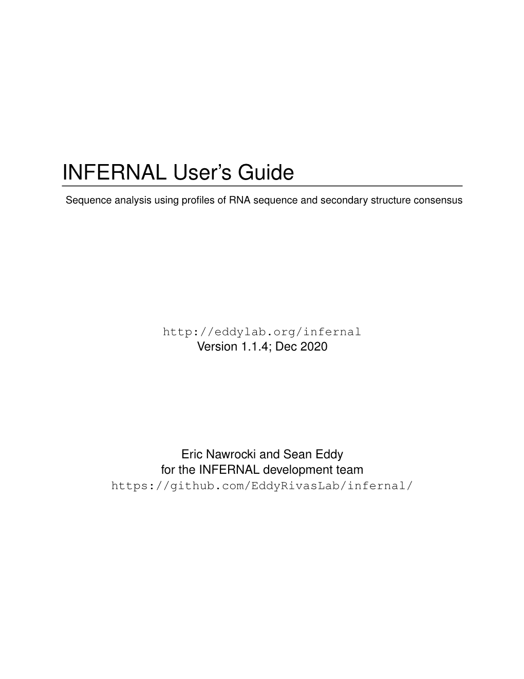 INFERNAL User's Guide
