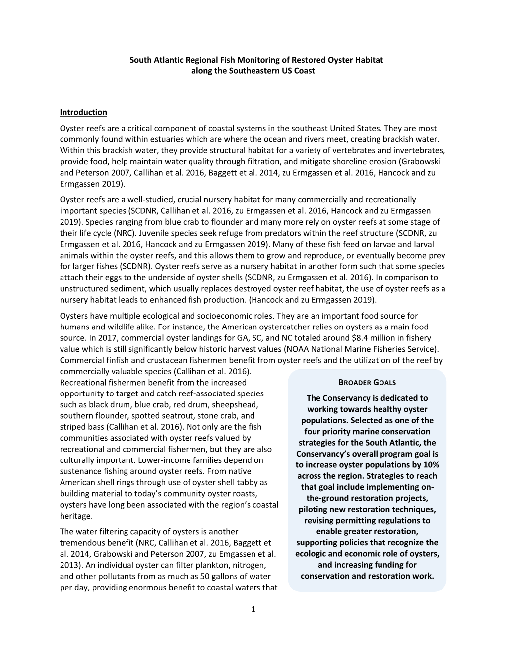 South Atlantic Regional Fish Monitoring of Restored Oyster Habitat Along the Southeastern US Coast