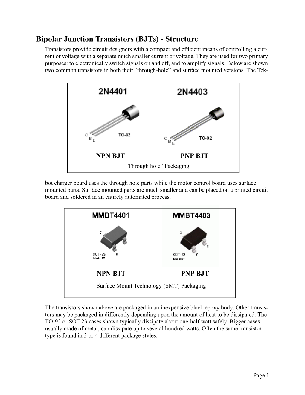 Bipolar Junction Transistors (Bjts)