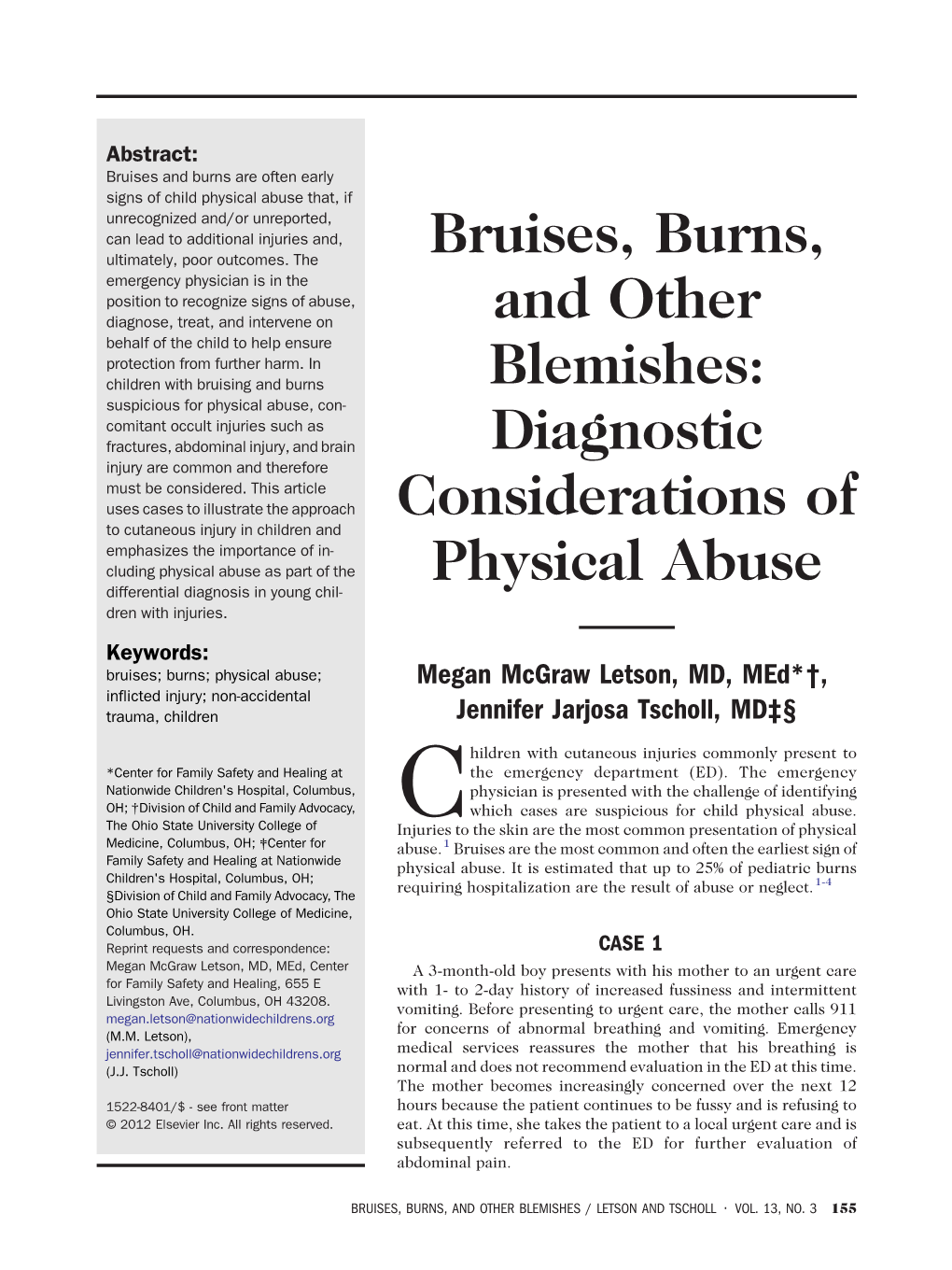 Bruises, Burns, and Other Blemishes: Diagnostic