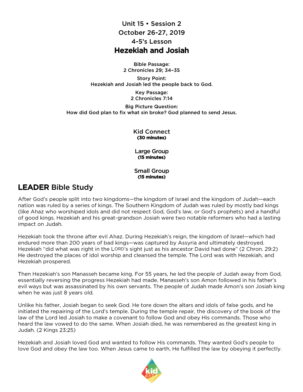 Hezekiah and Josiah LEADER Bible Study