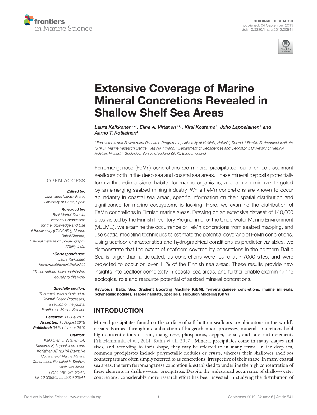 Extensive Coverage of Marine Mineral Concretions Revealed in Shallow Shelf Sea Areas