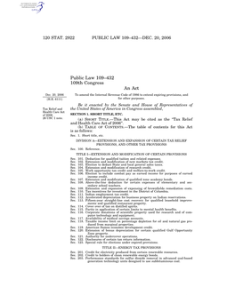 Public Law 109–432 109Th Congress an Act Dec