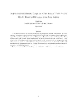 Regression Discontinuity Design on Model Schools' Value-Added Effects