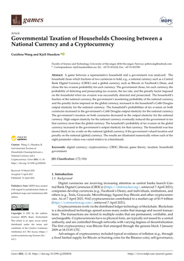Governmental Taxation of Households Choosing Between a National Currency and a Cryptocurrency