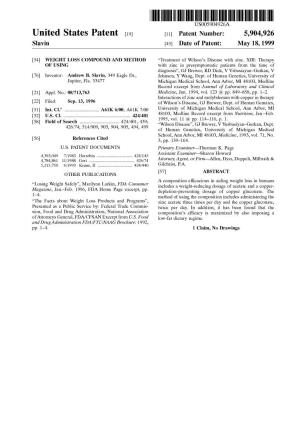 United States Patent (19) 11 Patent Number: 5,904,926 Slavin (45) Date of Patent: May 18, 1999