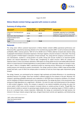 Mohan Meakin Limited: Ratings Upgraded with Revision in Outlook