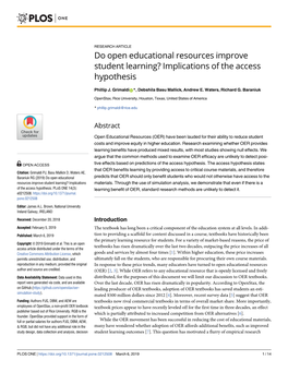 Do Open Educational Resources Improve Student Learning? Implications of the Access Hypothesis