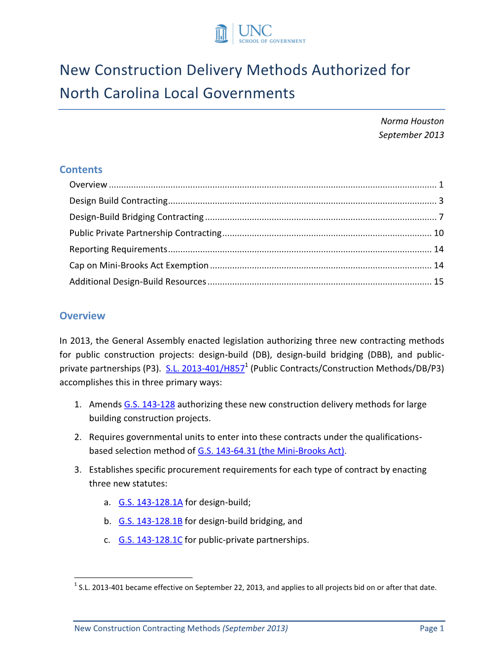 New Construction Delivery Methods Authorized for North Carolina Local Governments