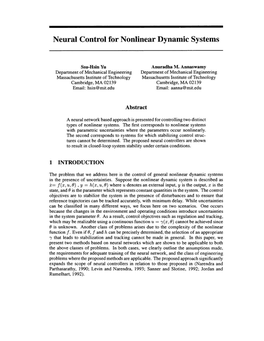 Neural Control for Nonlinear Dynamic Systems