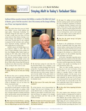 On the Record: a Conversation with Herb Kelleher