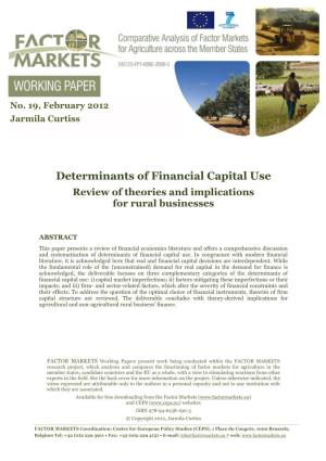 Determinants of Financial Capital Use Review of Theories and Implications for Rural Businesses
