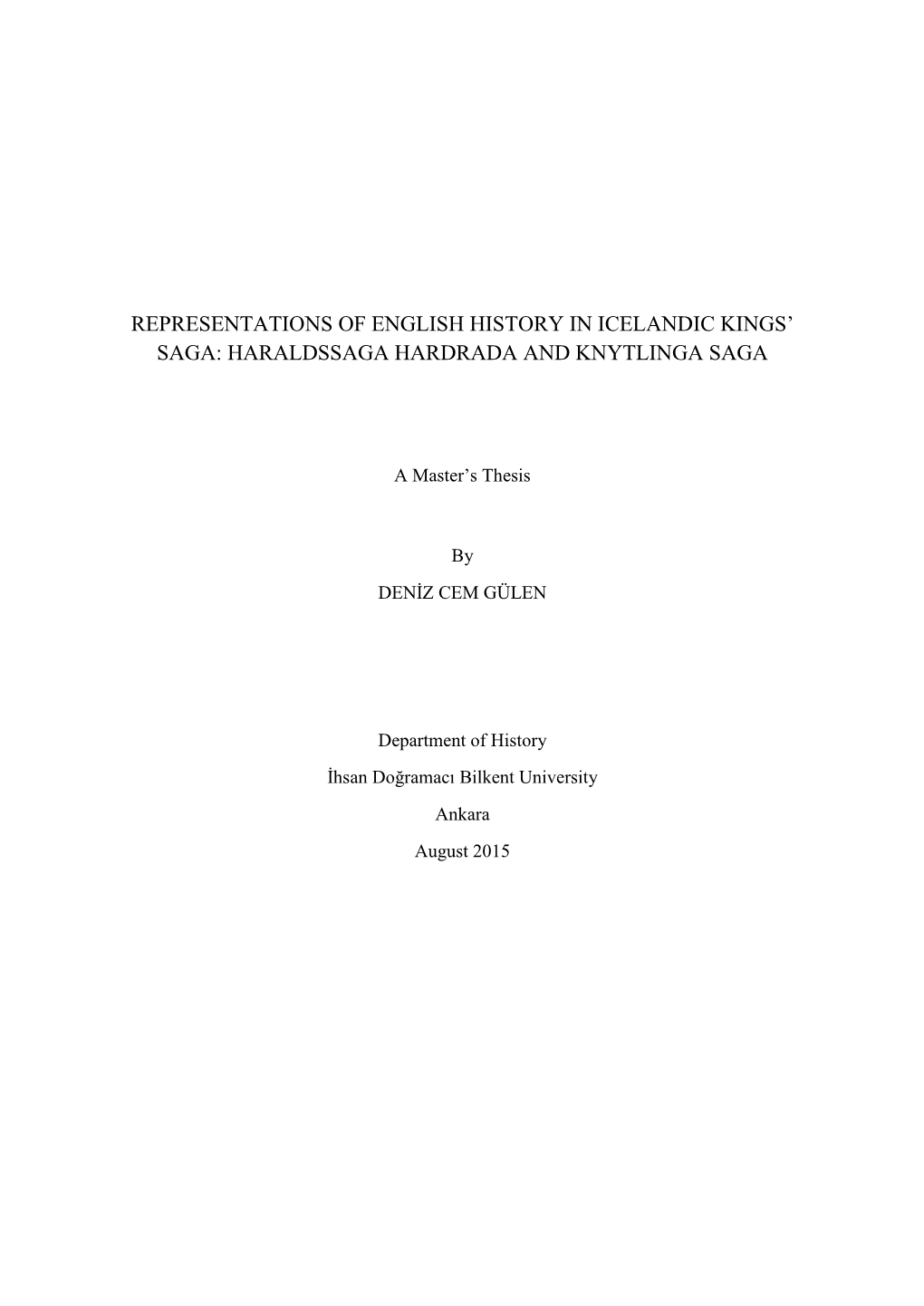 Representations of English History in Icelandic Kings‟ Saga: Haraldssaga Hardrada and Knytlinga Saga