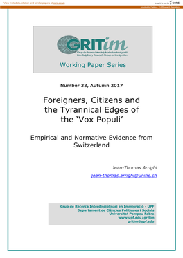 Foreigners, Citizens and the Tyrannical Edges of the ‘Vox Populi’