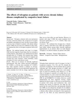 The Effects of Tolvaptan on Patients with Severe Chronic Kidney Disease Complicated by Congestive Heart Failure