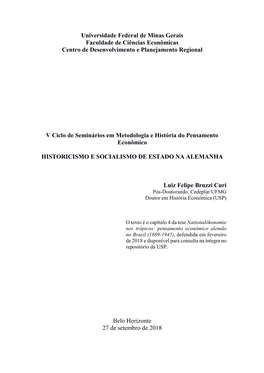 Universidade Federal De Minas Gerais Faculdade De Ciências Econômicas Centro De Desenvolvimento E Planejamento Regional