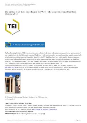 The Linked TEI: Text Encoding in the Web - TEI Conference and Members Meeting 2013