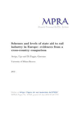 Schemes and Levels of State Aid to Rail Industry in Europe: Evidences from a Cross-Country Comparison