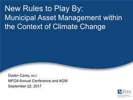 New Rules to Play By: Municipal Asset Management Within the Context of Climate Change