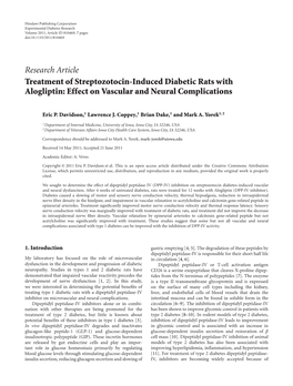 Treatment of Streptozotocin-Induced Diabetic Rats with Alogliptin: Effect on Vascular and Neural Complications