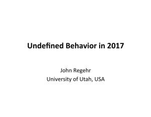 Undefined Behavior in 2017