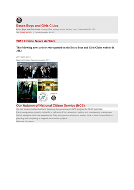 Essex Boys and Girls Clubs 2013 Online News Archive Our Autumn Of