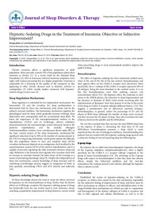 Hypnotic-Sedating Drugs in the Treatment of Insomnia: Objective Or