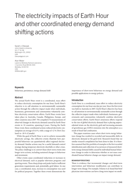 The Electricity Impacts of Earth Hour and Other Coordinated Energy Demand Shifting Actions