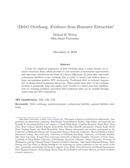 (Debt) Overhang: Evidence from Resource Extraction∗