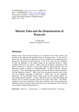 Miracle Tales and the Domestication of Kuan-Yin