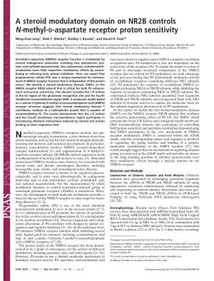 A Steroid Modulatory Domain on NR2B Controls N-Methyl-D-Aspartate Receptor Proton Sensitivity