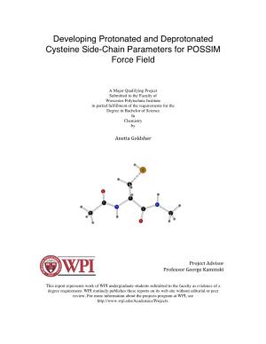 Developing Protonated and Deprotonated Cysteine Side-Chain Parameters for POSSIM Force Field