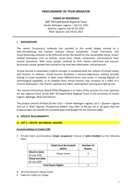 Procurement of Tour Operator