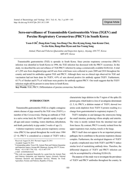 (TGEV) and Porcine Respiratory Coronavirus (PRCV) in South Korea