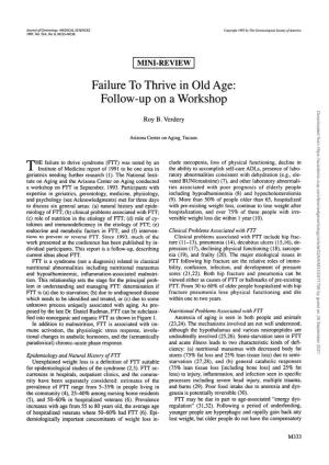Failure to Thrive in Old