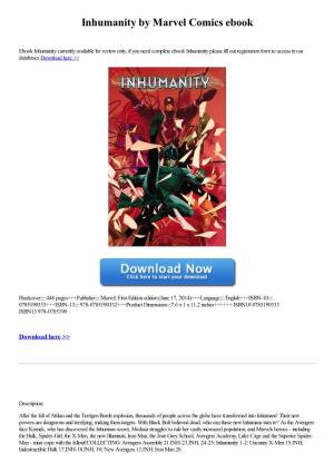 Inhumanity by Marvel Comics Ebook