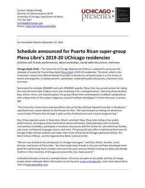 Schedule Announced for Puerto Rican Super-Group Plena Libre's 2019-20
