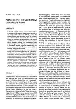 Archaeology of the Cod Fishery: Damariscove Island