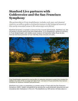 Stanford Live Partners with Goldenvoice and the San Francisco Symphony